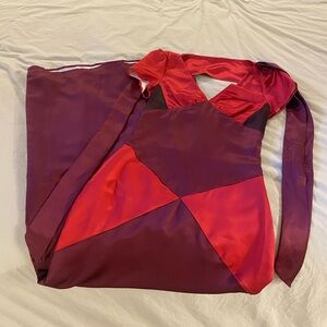 Yllw the Label Red Silk Maxi Dress Small